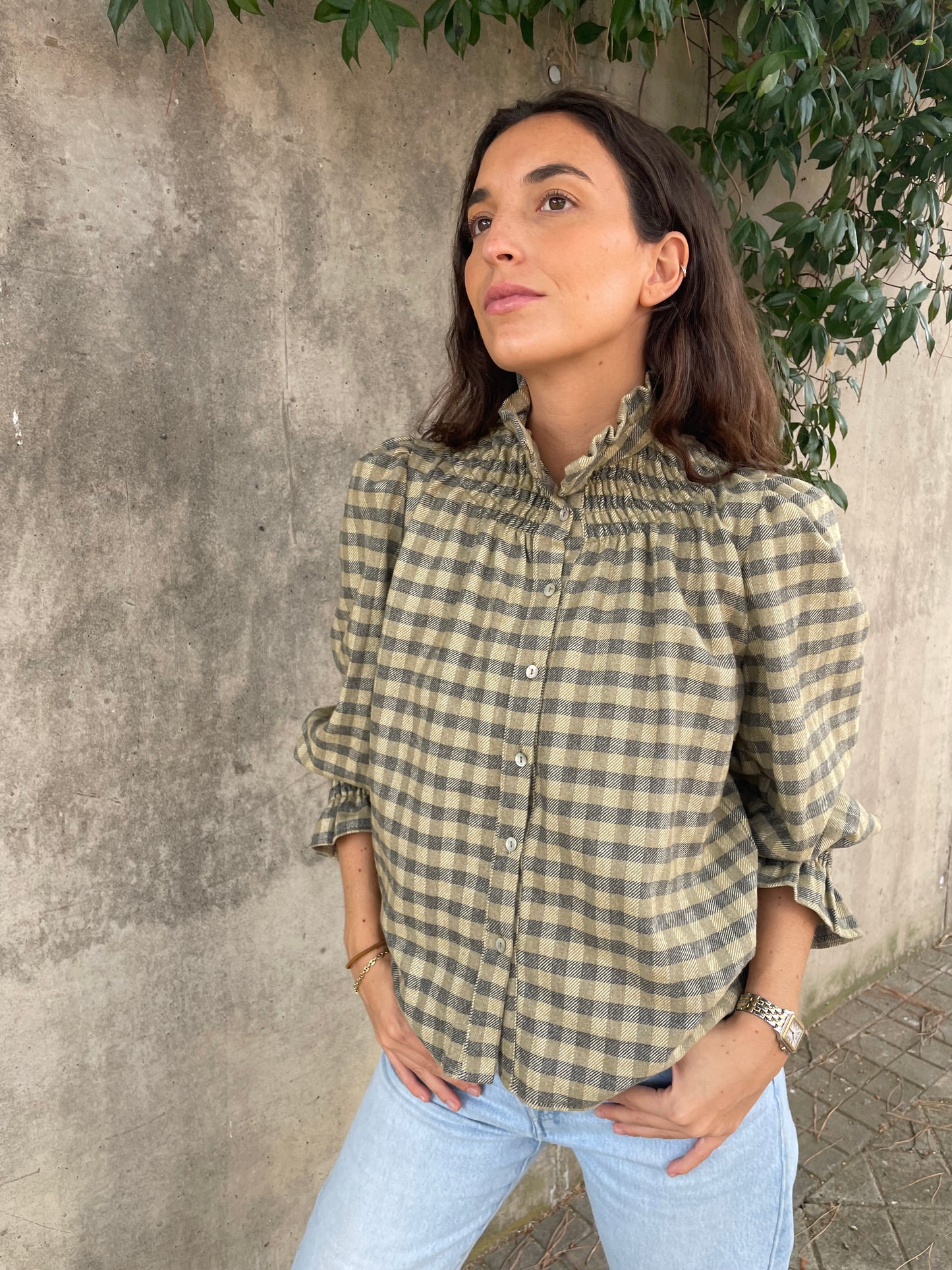 Blusa Cuadros Verde