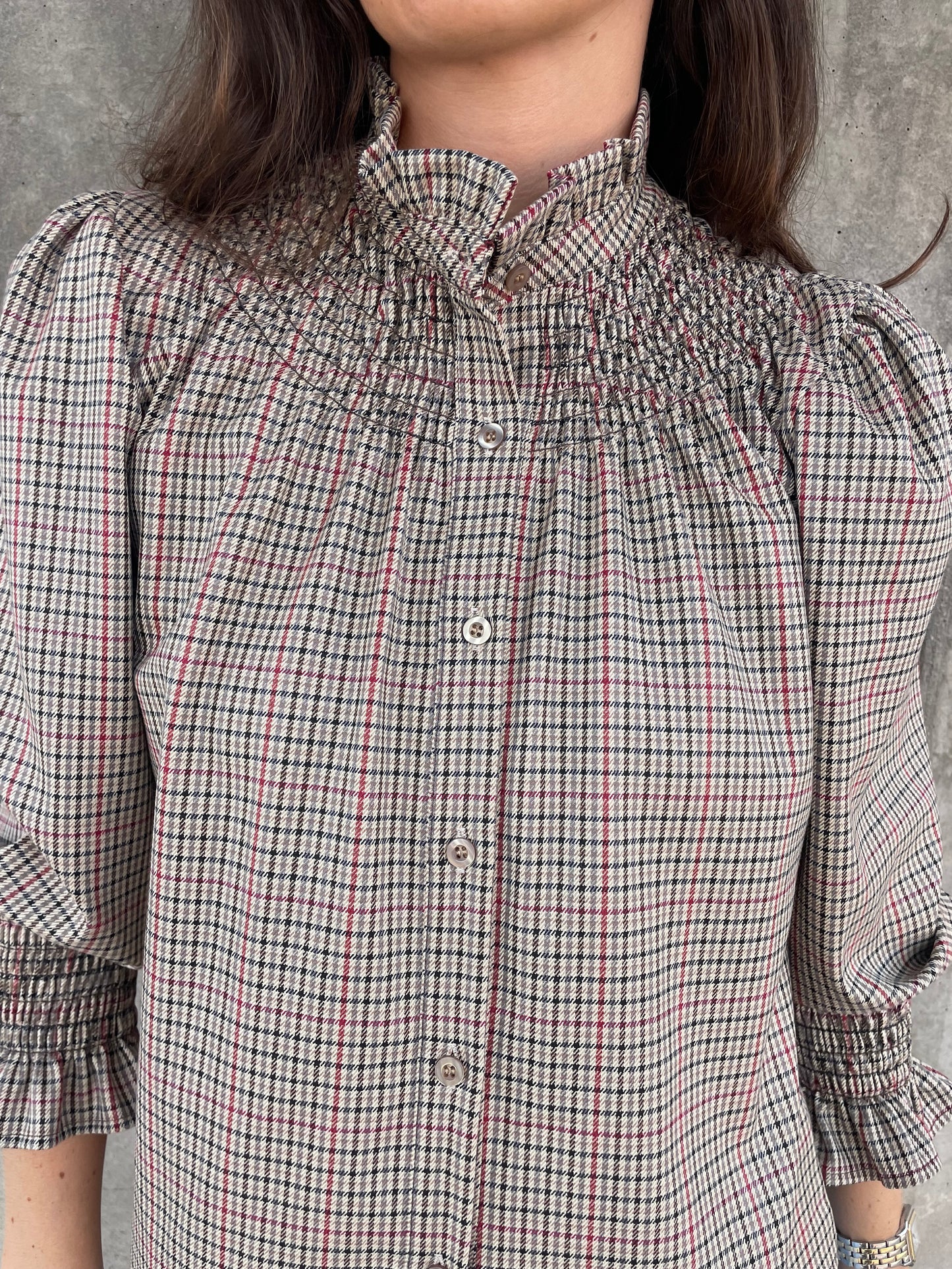 Blusa Cuadros Granate