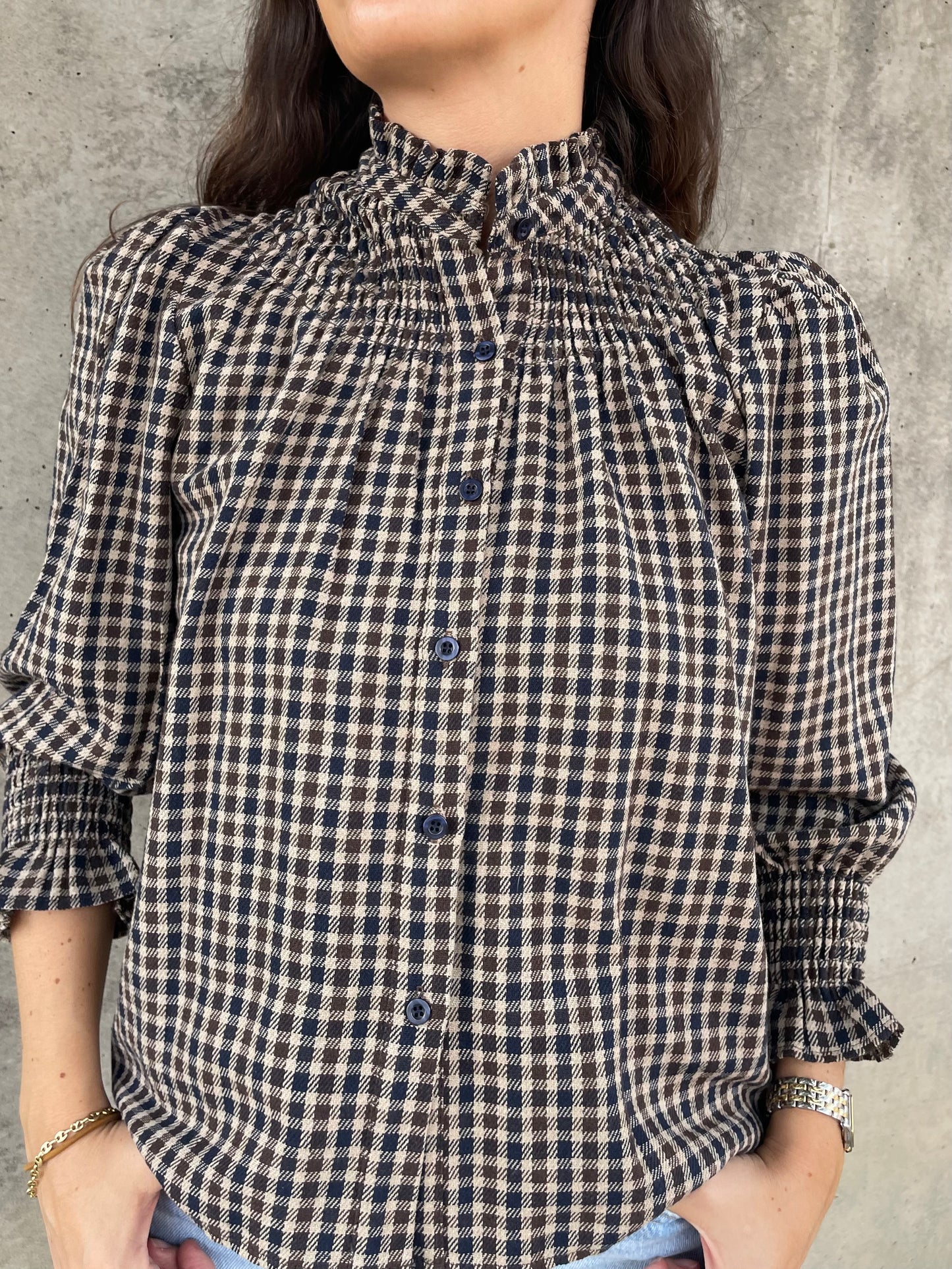 Blusa Cuadros Azul