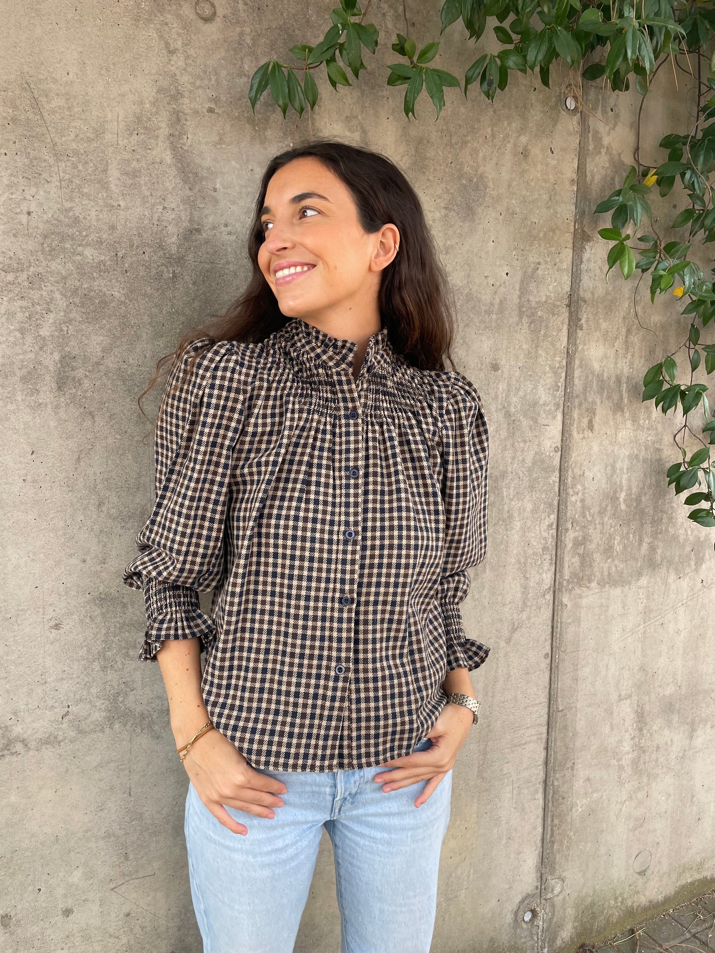 Blusa Cuadros Azul