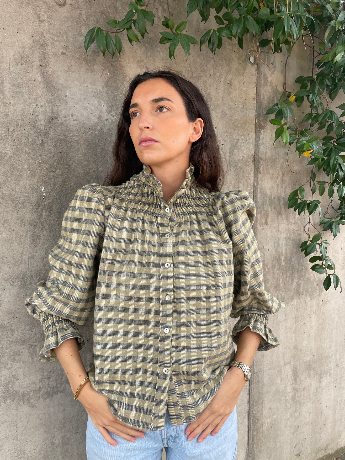 Blusa Cuadros Verde